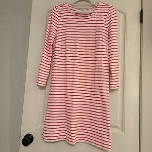 J. Crew Factory Red and White Long Sleeve Dress